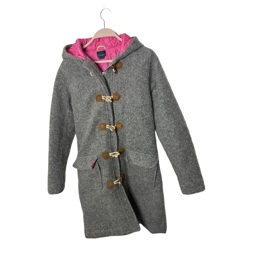 Mini Boden Coat 13-14 Y Youth Gray Toggle Pockets Longline Wool Blend Jacket